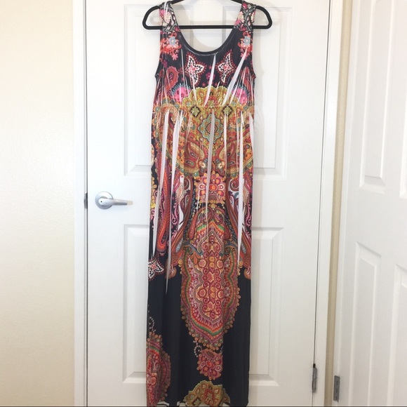 ONE WORLD Black/Floral Maxi Dress, Size Medium - Picture 6 of 8